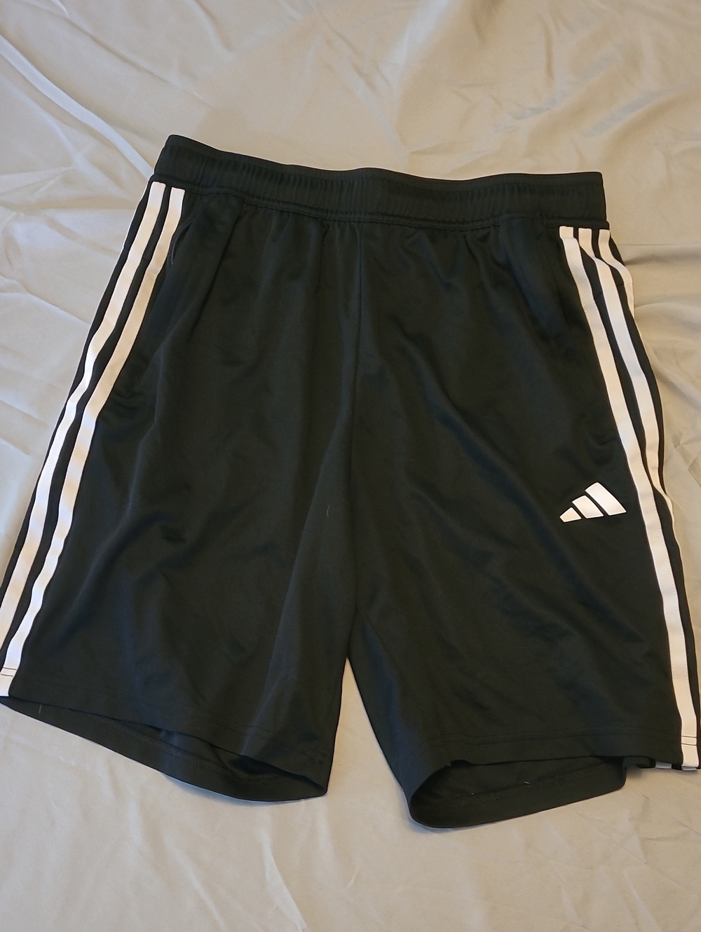adidas Men's Black Athletic Shorts with White Side Stripes